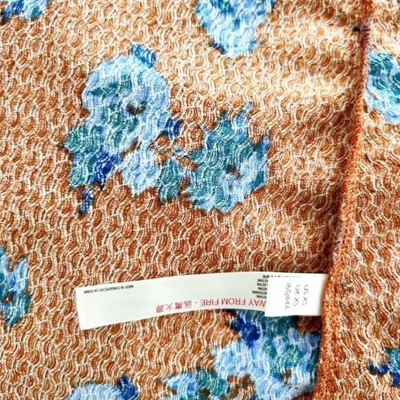 Anthropologie Novelty Orange Blue V-Neck Ruffled Sleep Mini Dress Size XS - Picture 5 of 8